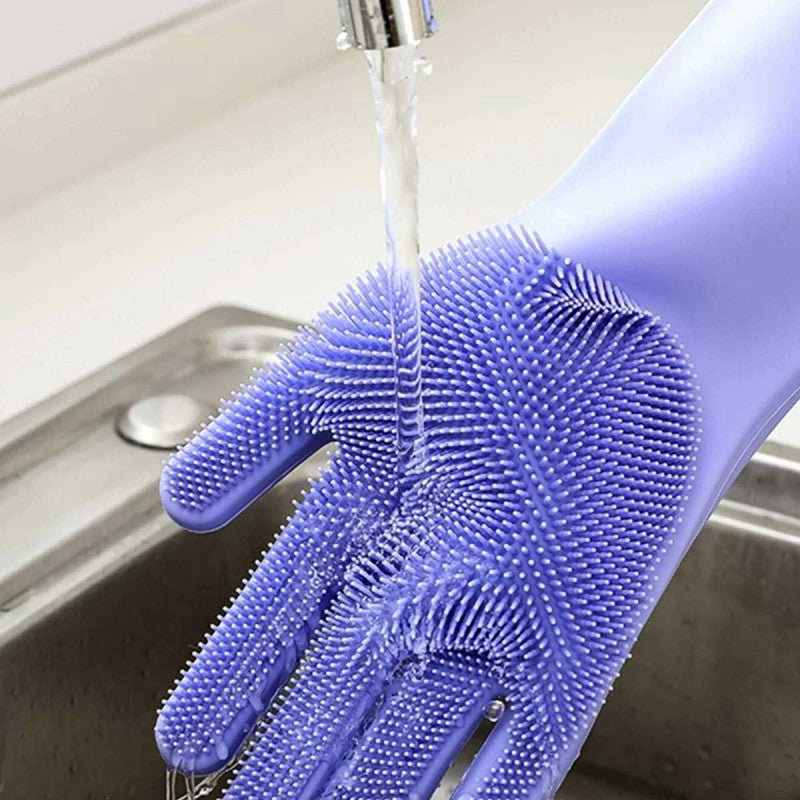 Magic Dish washing Gloves with scrubber,