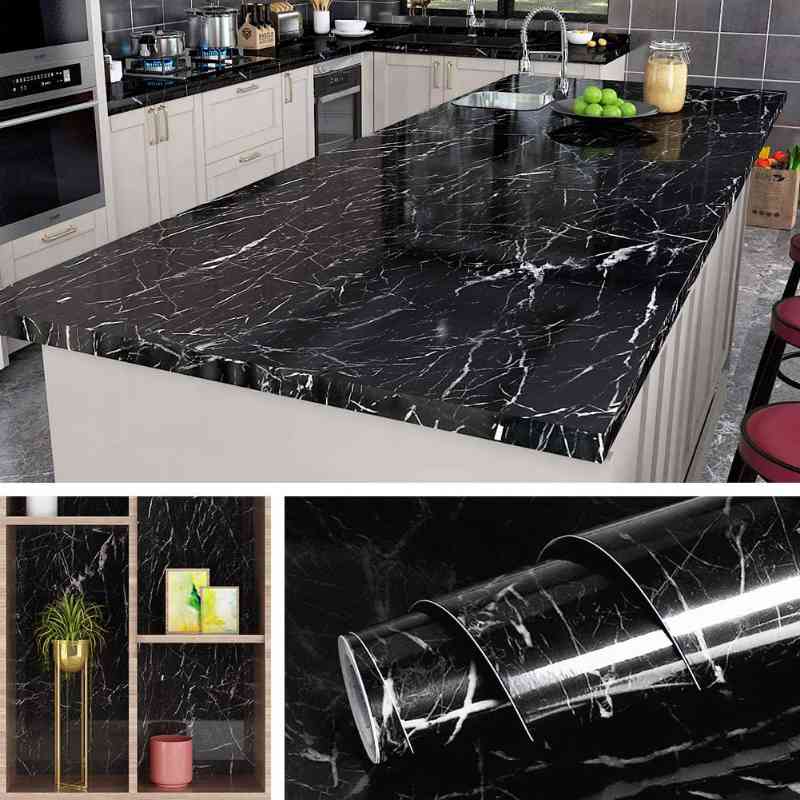 Pack of 5 Self Adhesive Black Marble Sheet