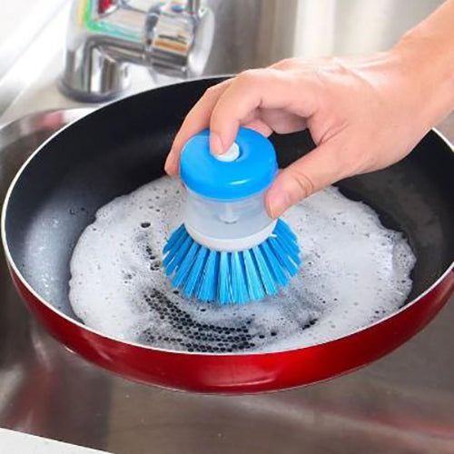 Dish Brush With Liquid Soap Dispenser