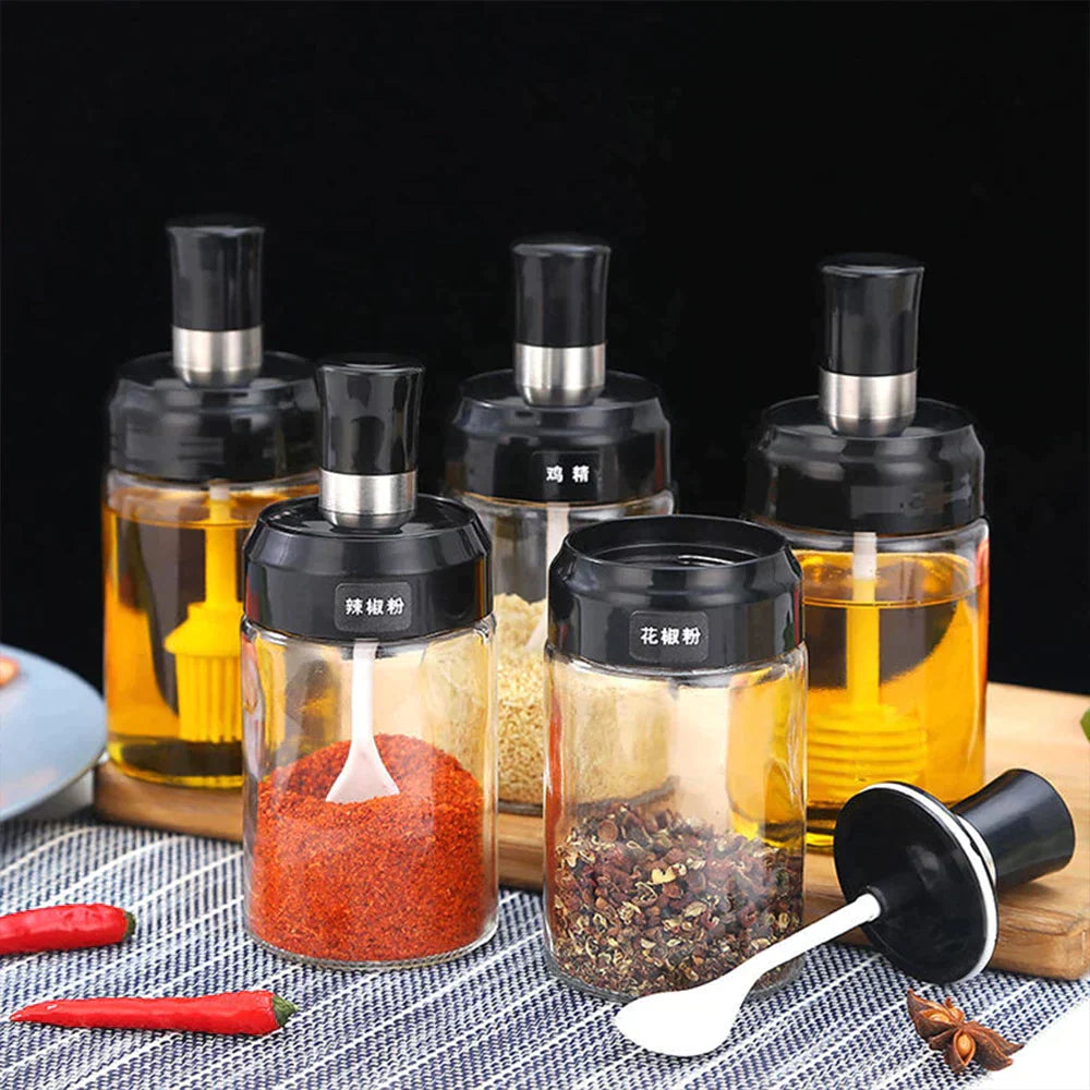 Glass Seasoning Bottle With Spoon