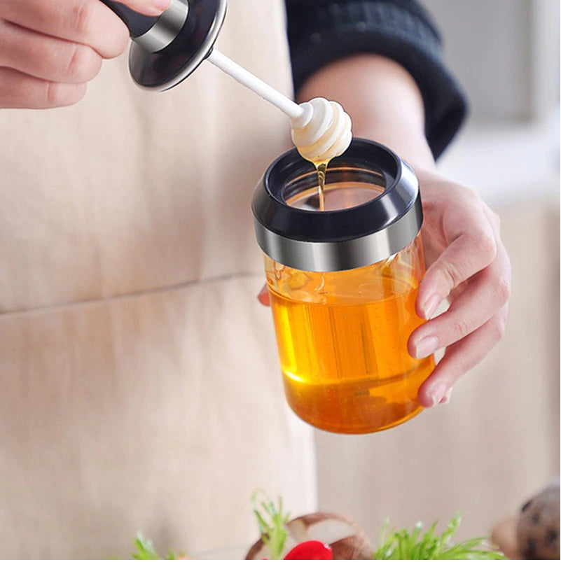 Glass Seasoning Bottle With Honey Brush