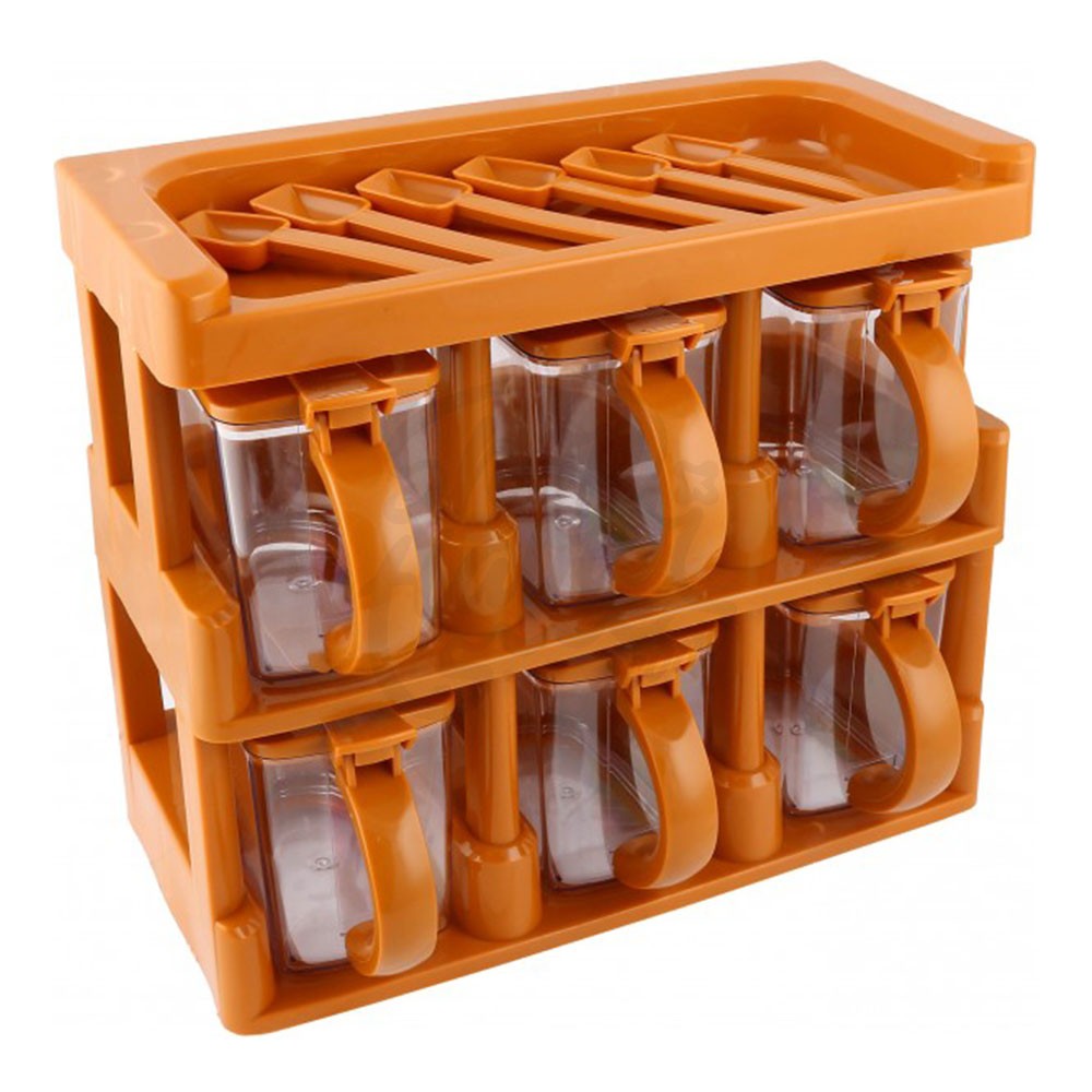 2-Tier Spice Rack With 6 Spice Jars