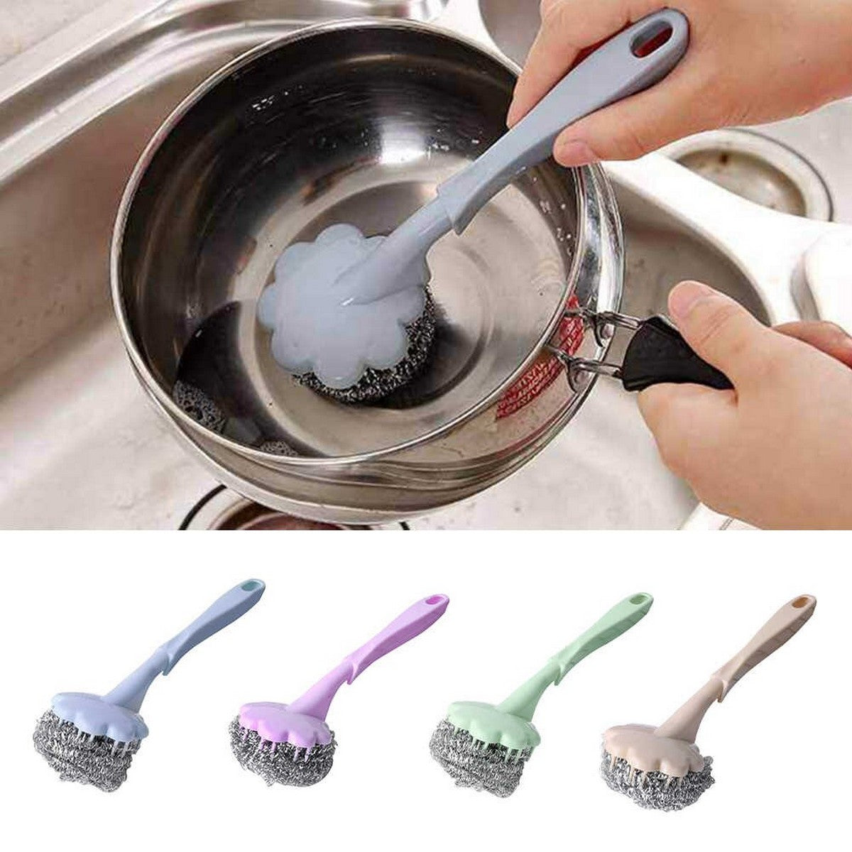 Stainless Steel Scrubbers with Handle