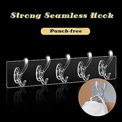 Transparent 6 hooks Wall Hook Strip