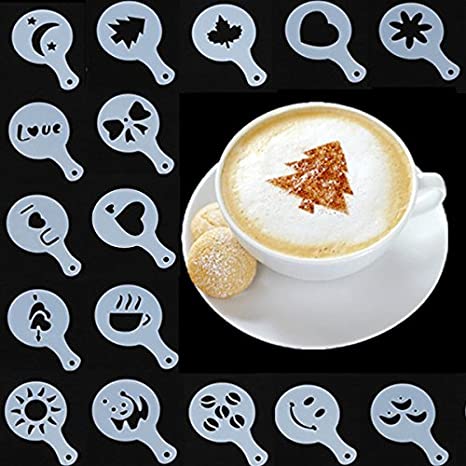 Pack Of 16Pcs Coffee Stencil Template Set