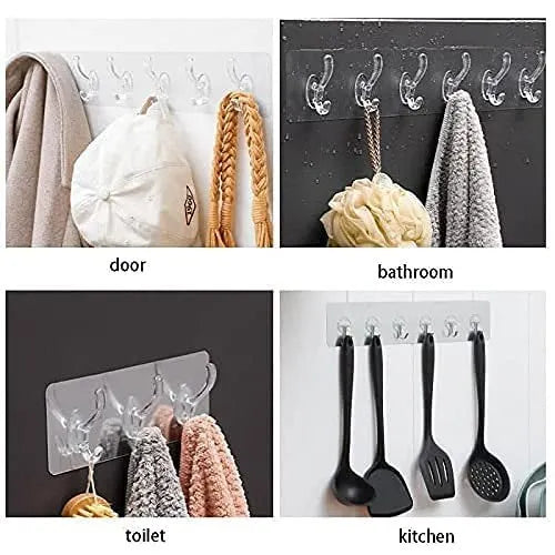 Transparent 6 hooks Wall Hook Strip