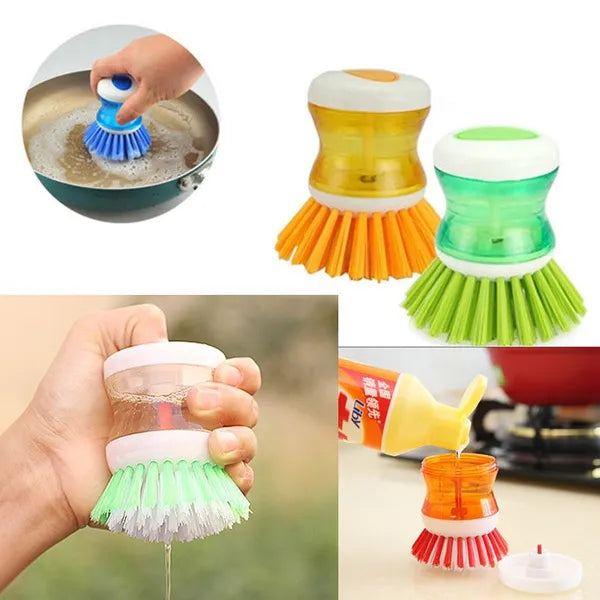 Dish Brush With Liquid Soap Dispenser