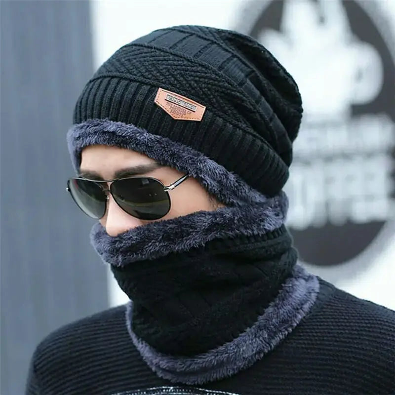 Wool cap with neck warmer