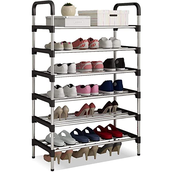 6 Layer shoe rack Tier Colored stainless steel Stackable