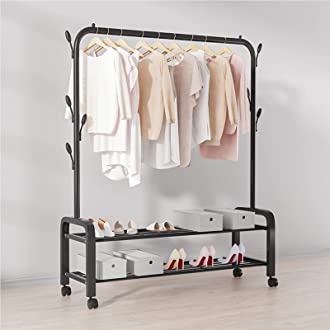 Black Color Clothes Dryer Rack With 2 Layer Shoes Racks Shelves