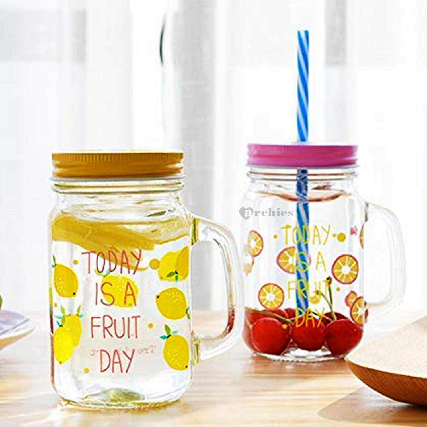 Glass Fruity Mason Jar Resistant