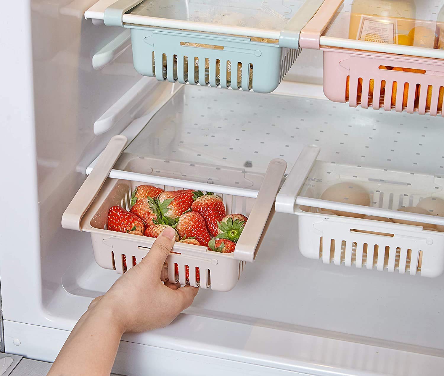 Storage Basket Expandable Fridge Storage Rack