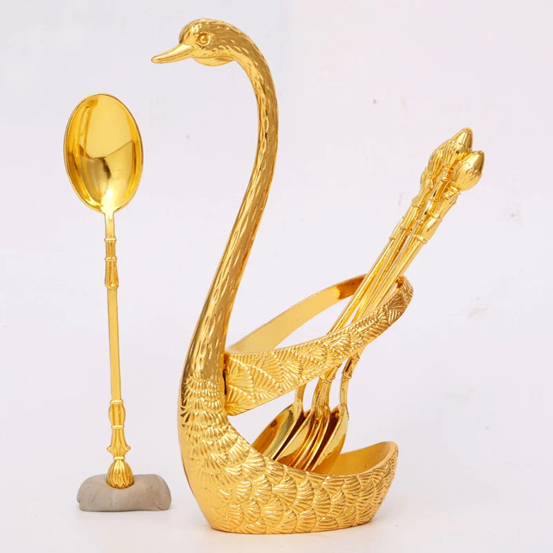 Spoon Set With Swan Stand