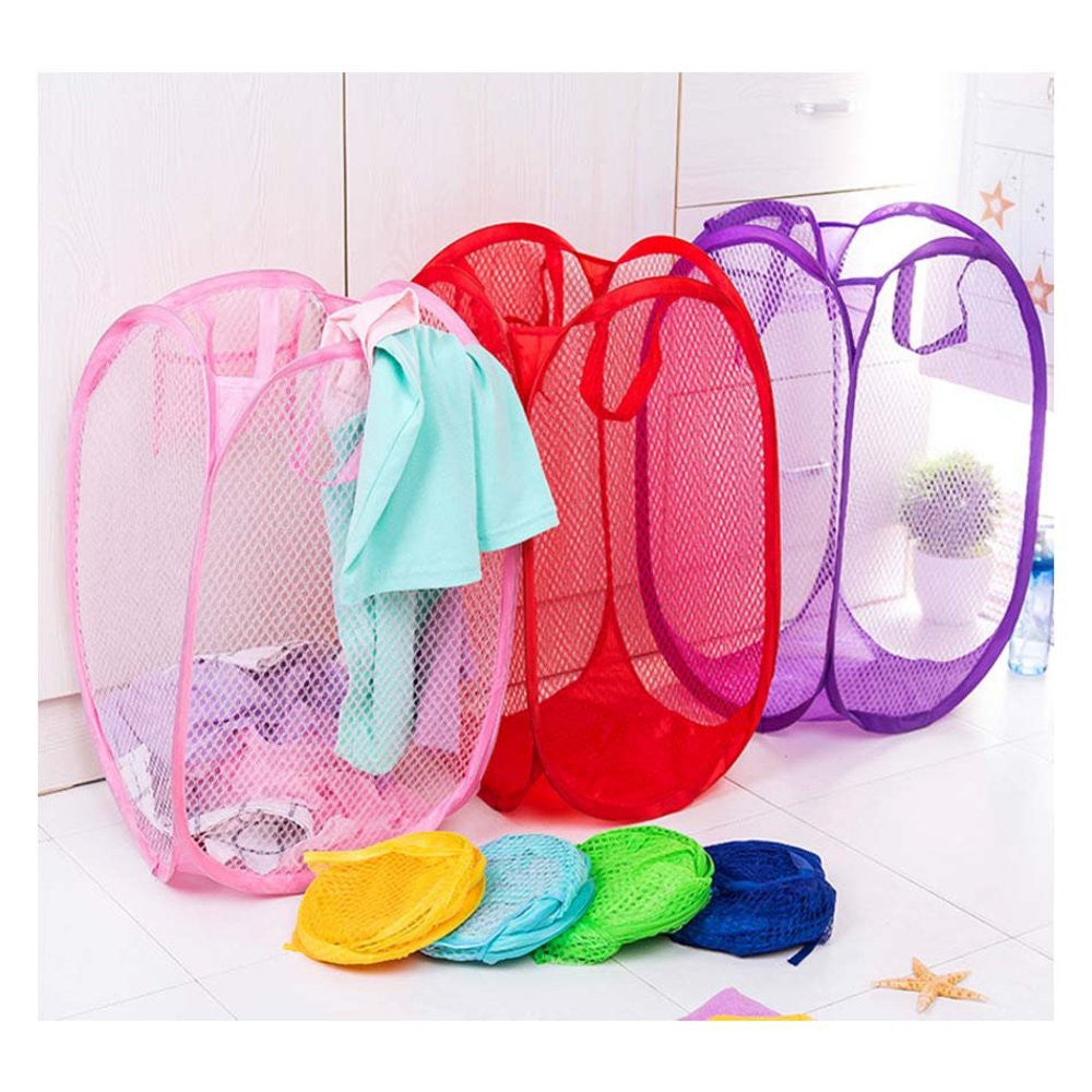 Net Folding Laundry Basket Flexible Clothes Storage