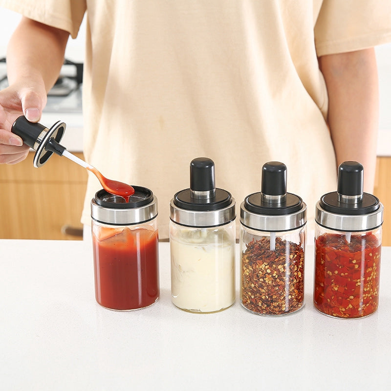 Glass Seasoning Bottle With Spoon