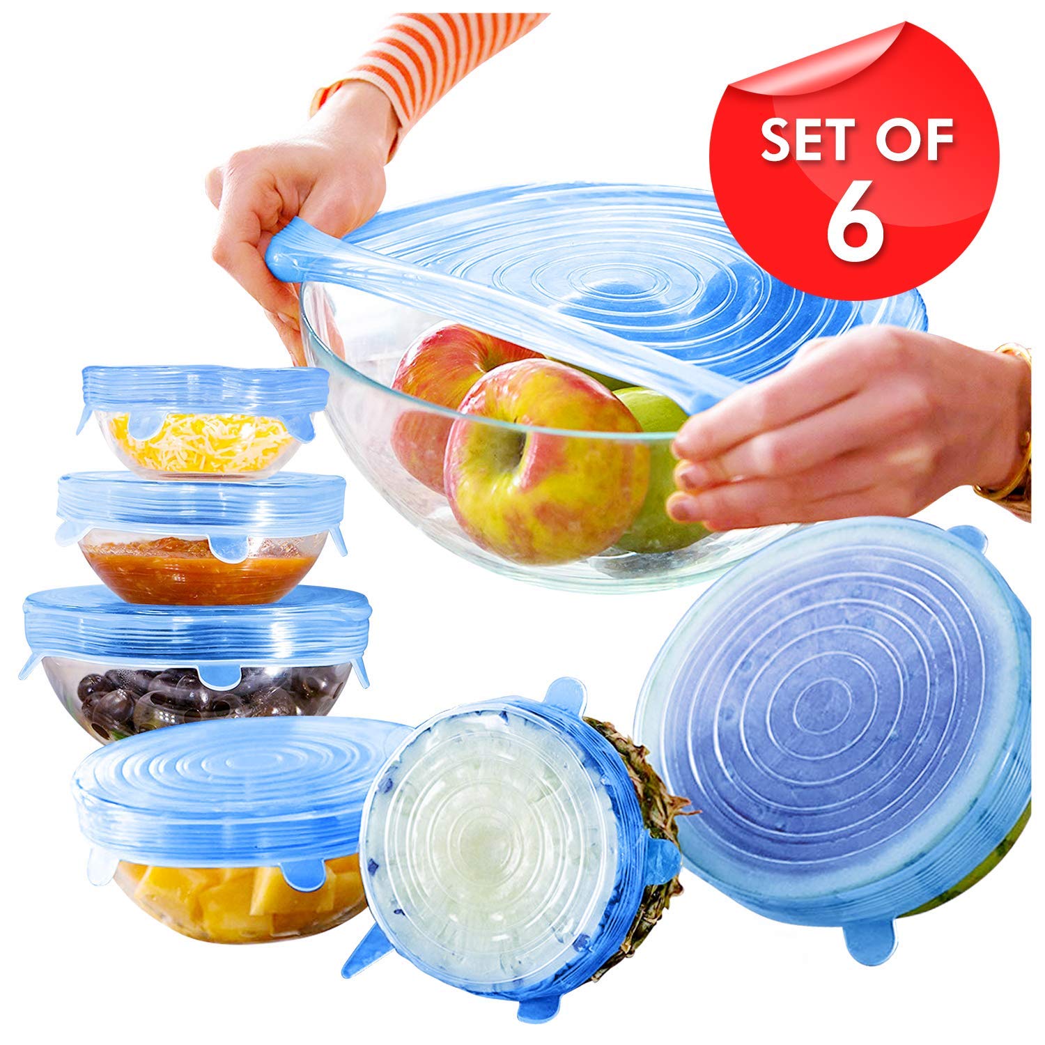 Pack of 6 Stretch Silicone Lids