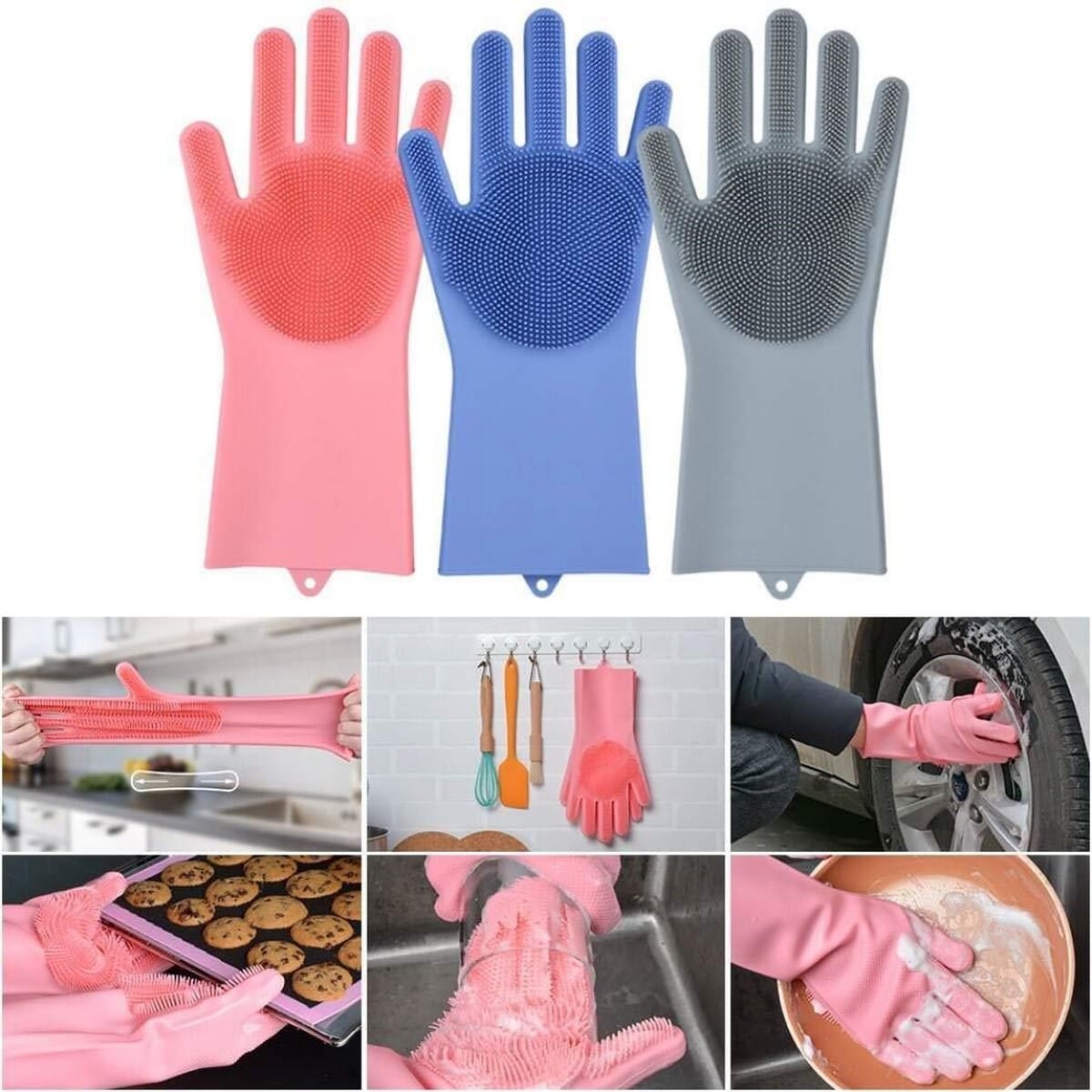 Magic Dish washing Gloves with scrubber,