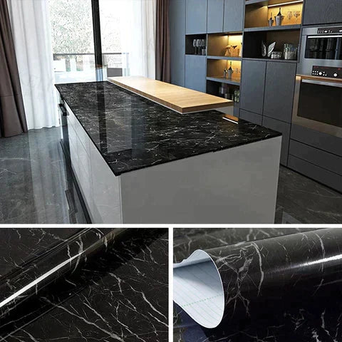 Pack of 5 Self Adhesive Black Marble Sheet