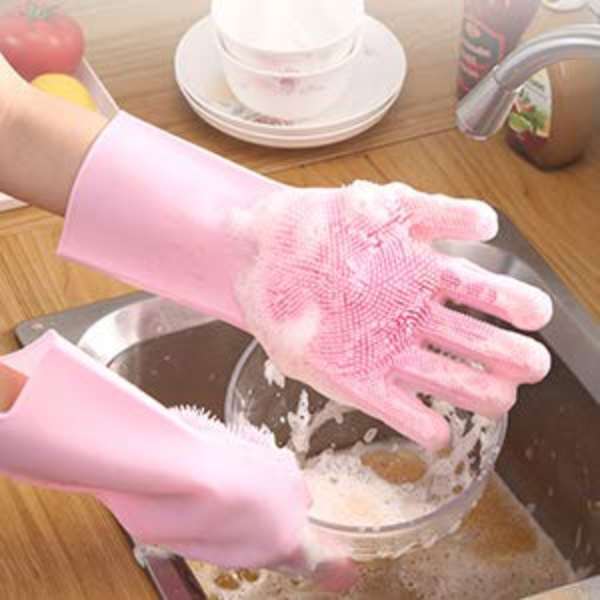 Magic Dish washing Gloves with scrubber,