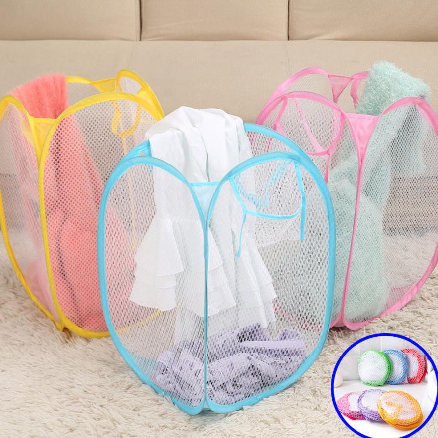 Net Folding Laundry Basket Flexible Clothes Storage