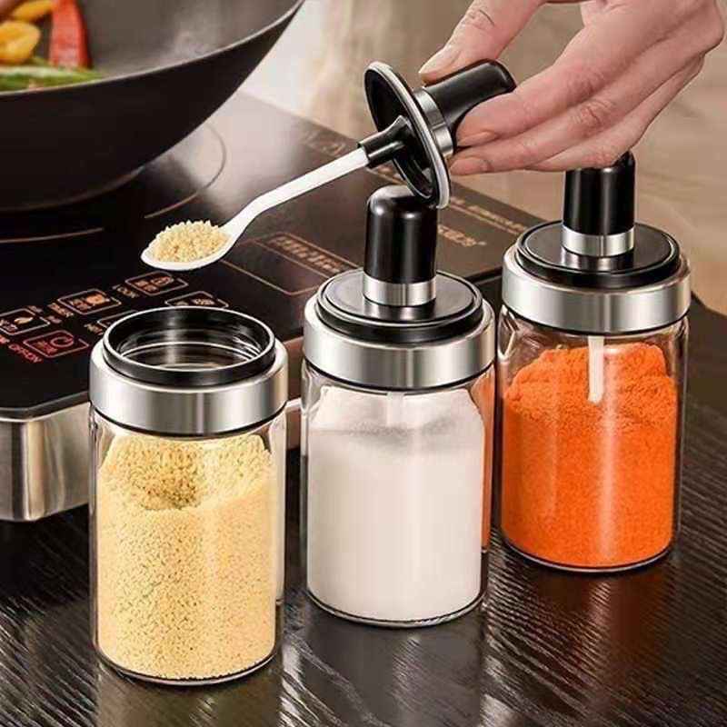 Glass Seasoning Bottle With Spoon