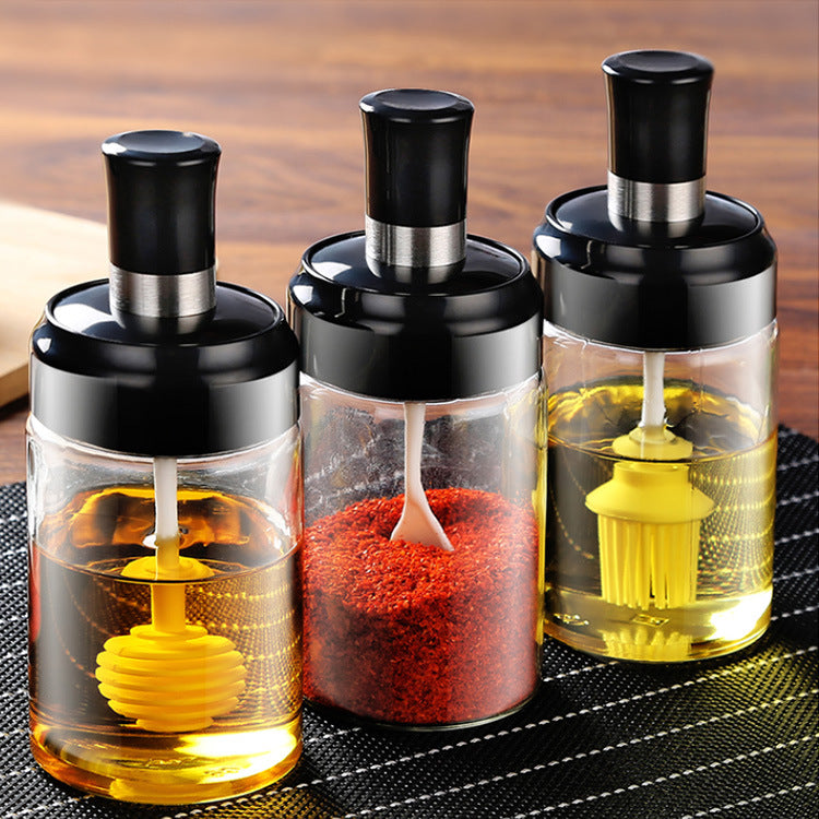 Glass Seasoning Bottle With Honey Brush