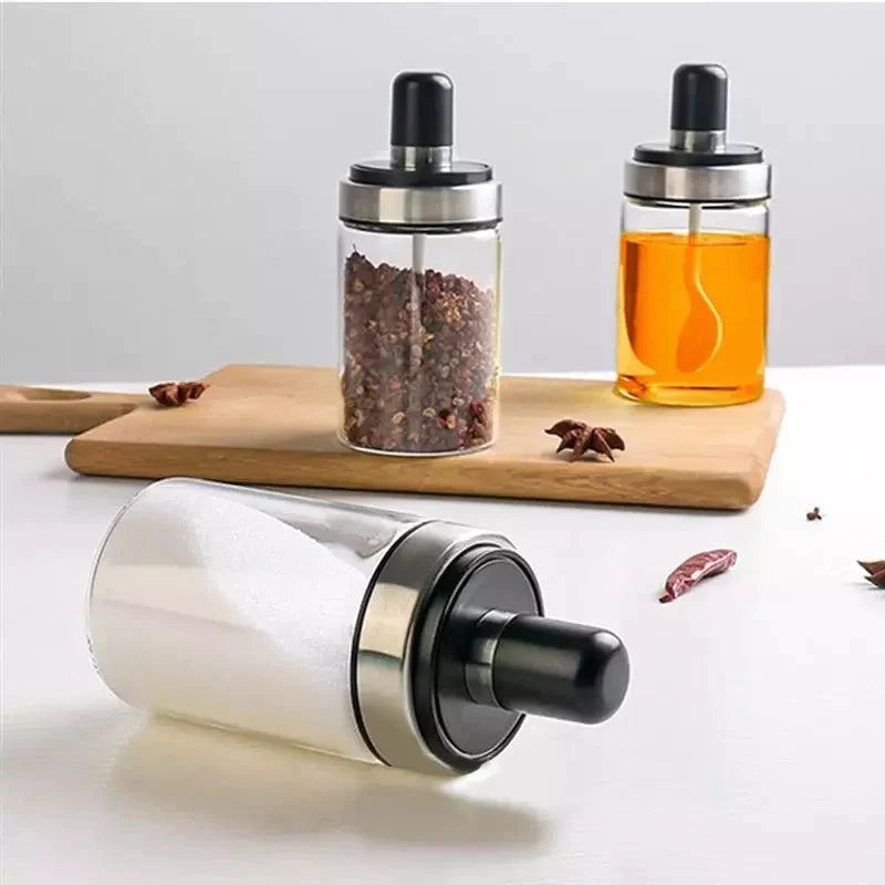 Glass Seasoning Bottle With Spoon