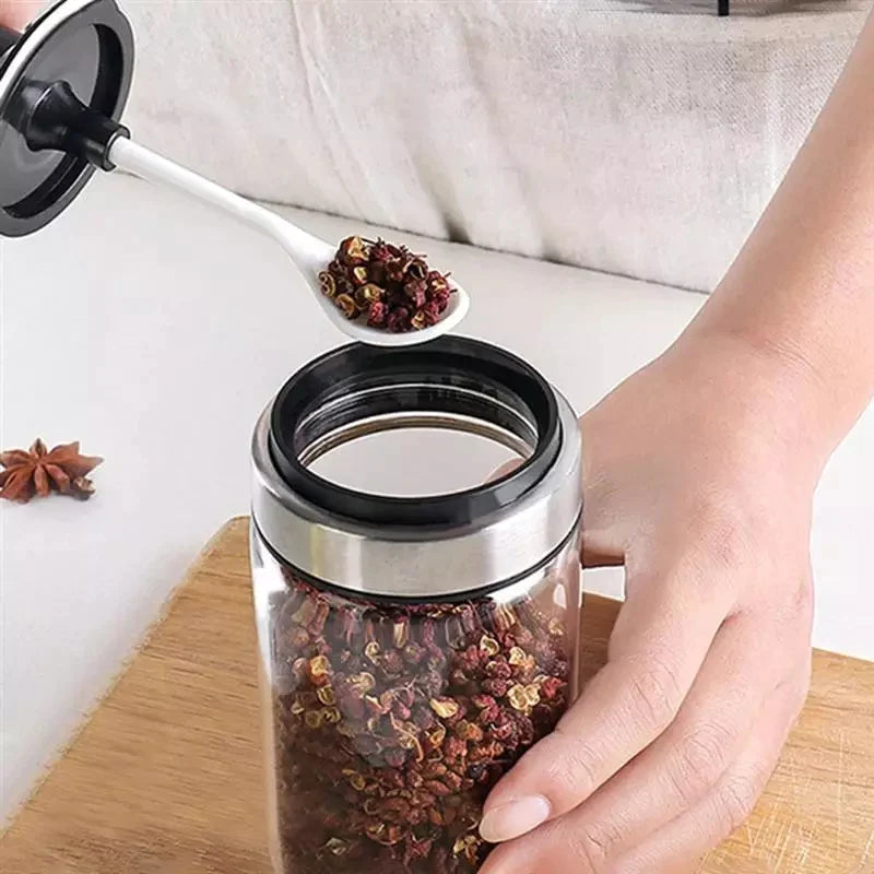 Glass Seasoning Bottle With Spoon