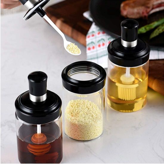 Glass Seasoning Bottle With Honey Brush