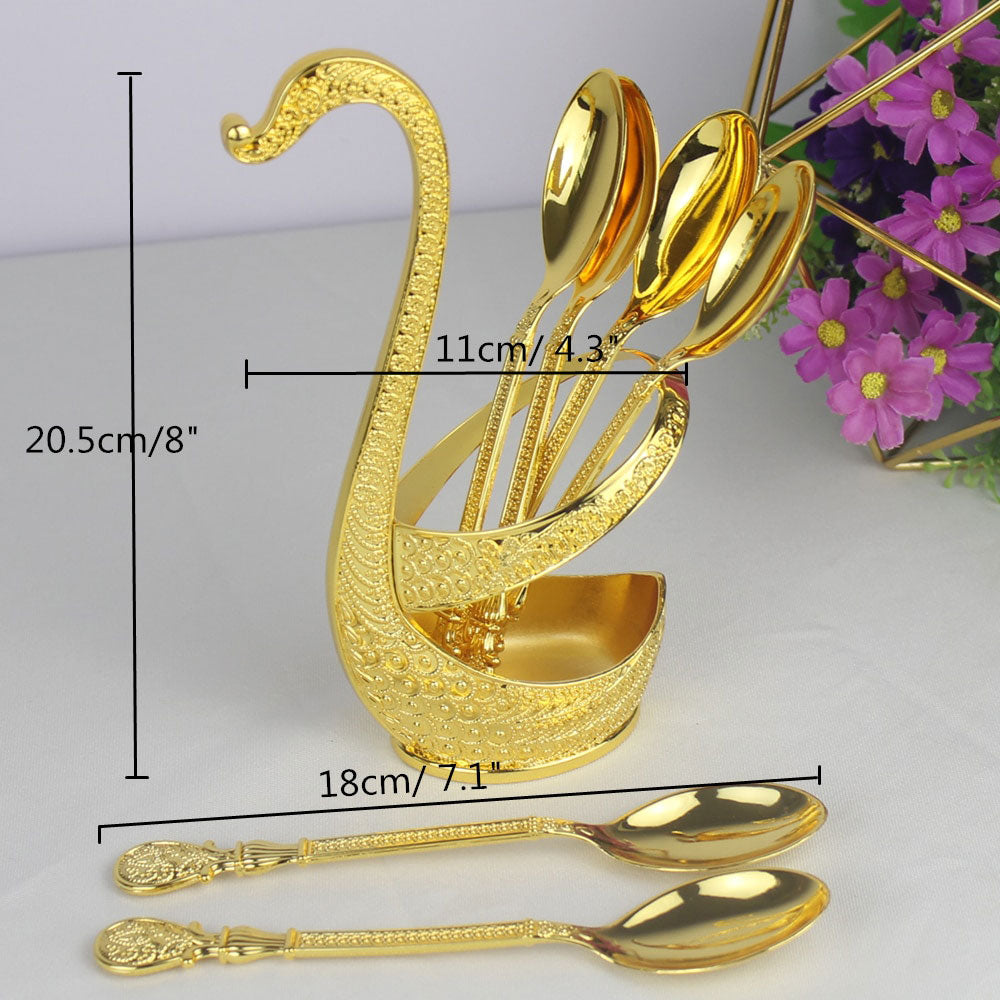 Spoon Set With Swan Stand