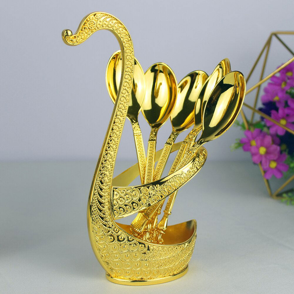 Spoon Set With Swan Stand