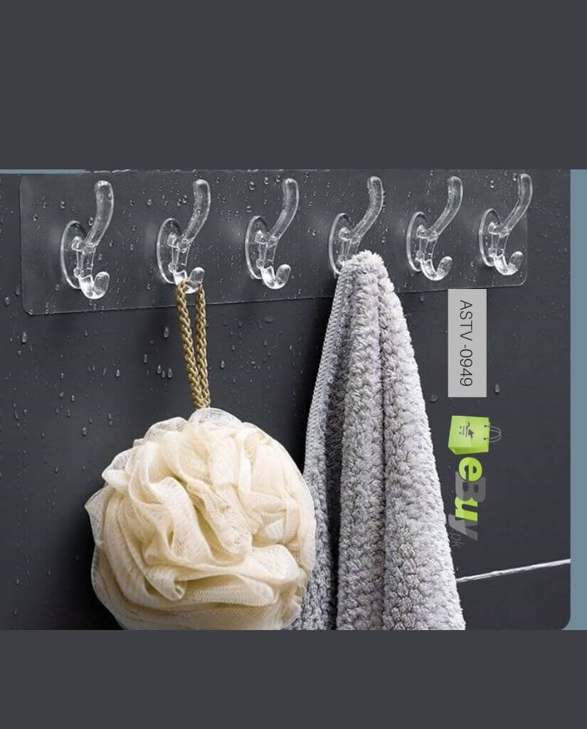 Transparent 6 hooks Wall Hook Strip