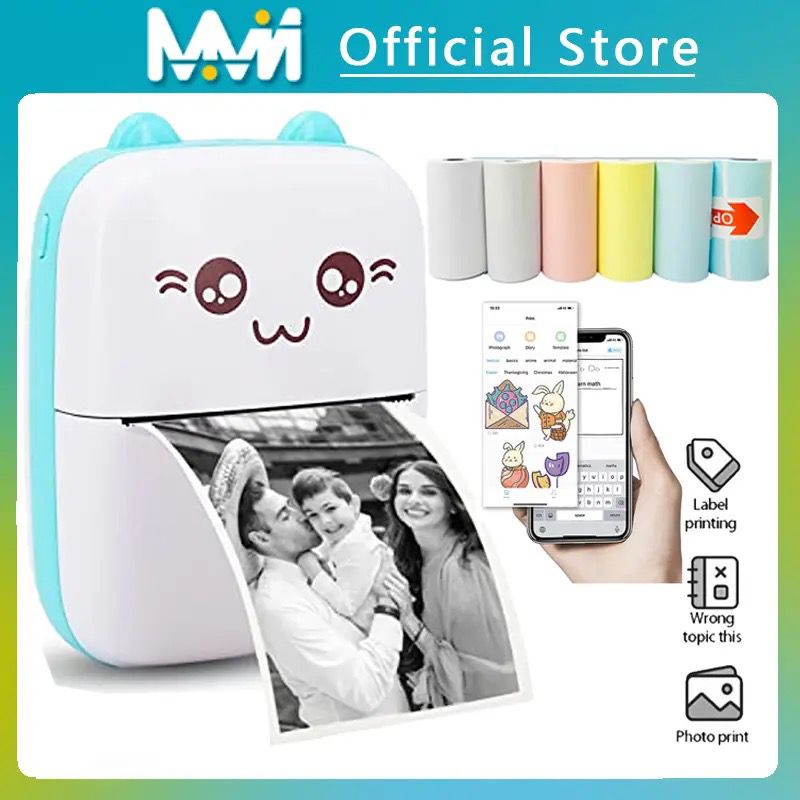 Mini Rechargeable Bluetooth Portable Printer (Roll Included)