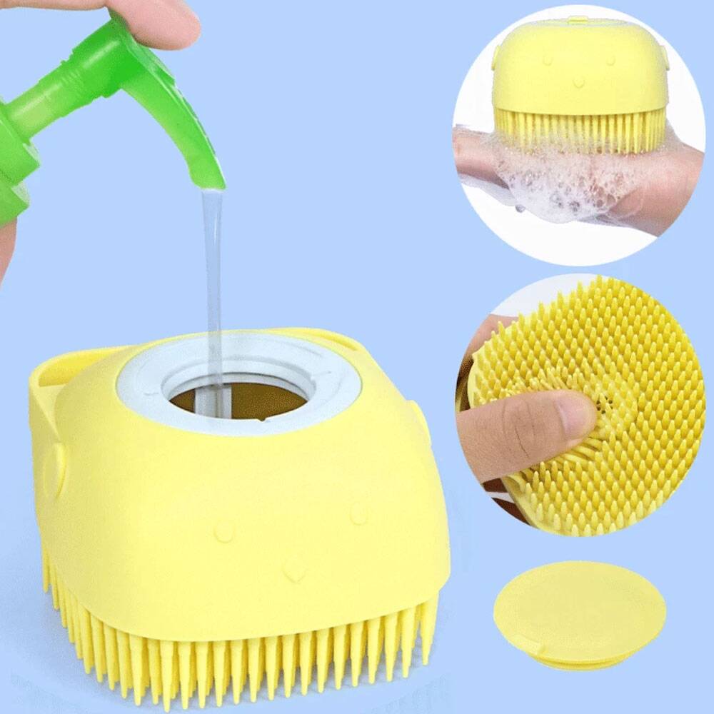 Silicone Body Brush Shower Scrubber, Massage Shower Brush Shampoo Dispenser