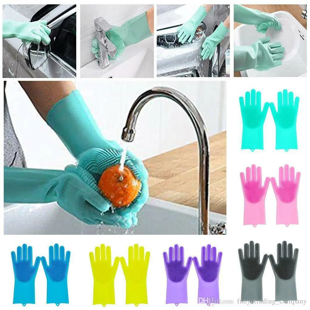 Magic Dish washing Gloves with scrubber,