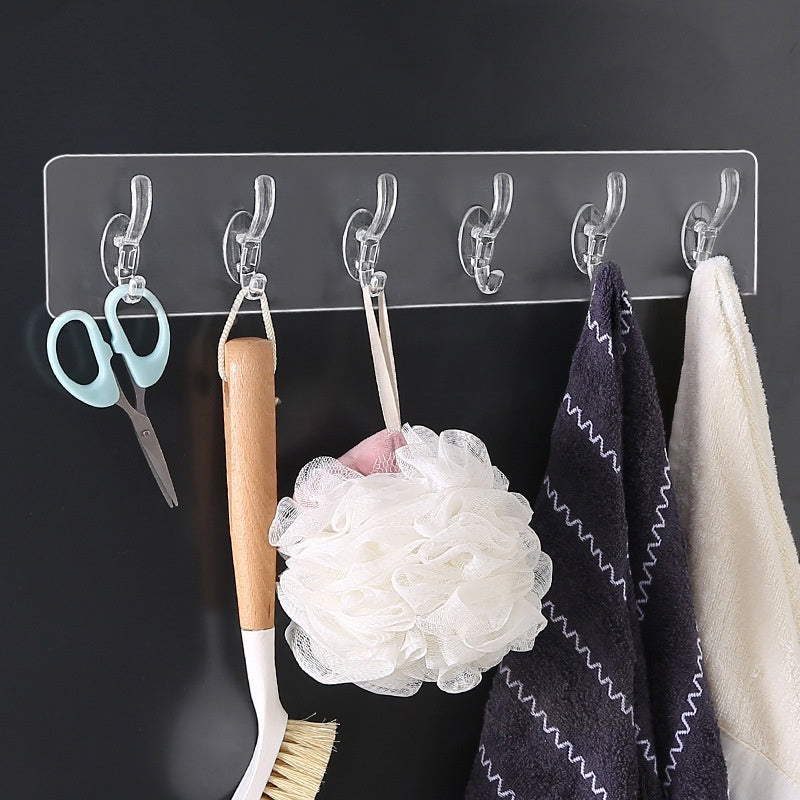 Transparent 6 hooks Wall Hook Strip