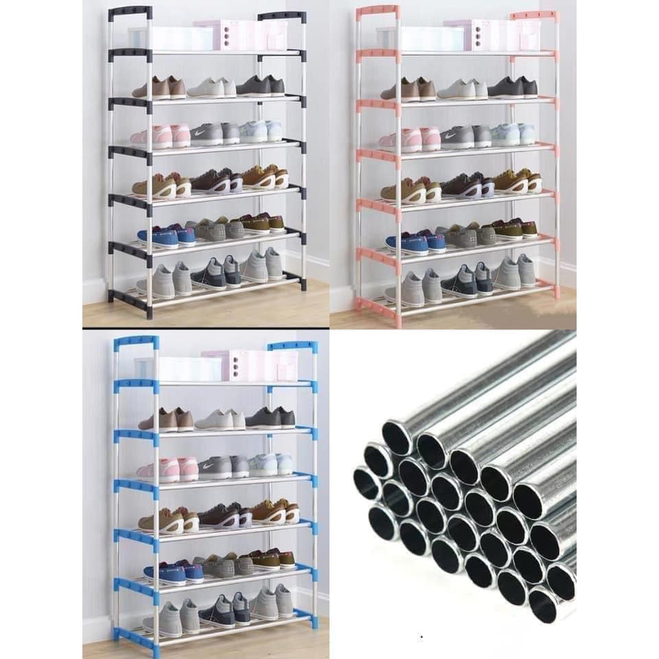 6 Layer shoe rack Tier Colored stainless steel Stackable