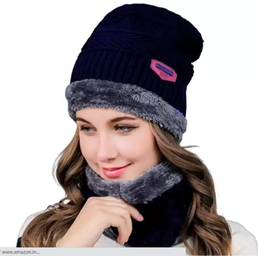 Wool cap with neck warmer